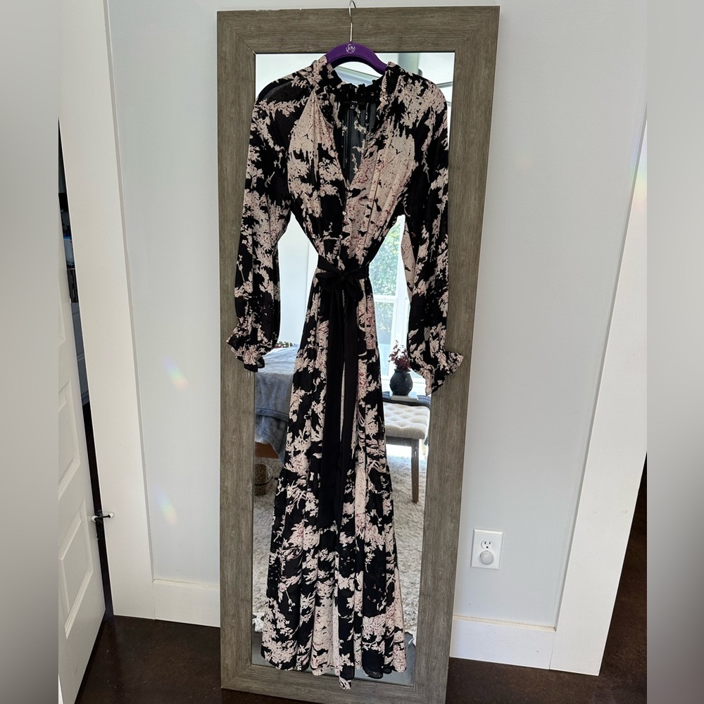 Fate Black and Cream Floral Maxi Dress
